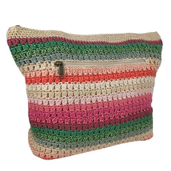 The Sak Multicolored Rainbow Striped Retro Y2K Woven Crochet Beach Tote Bag - Picture 3 of 13